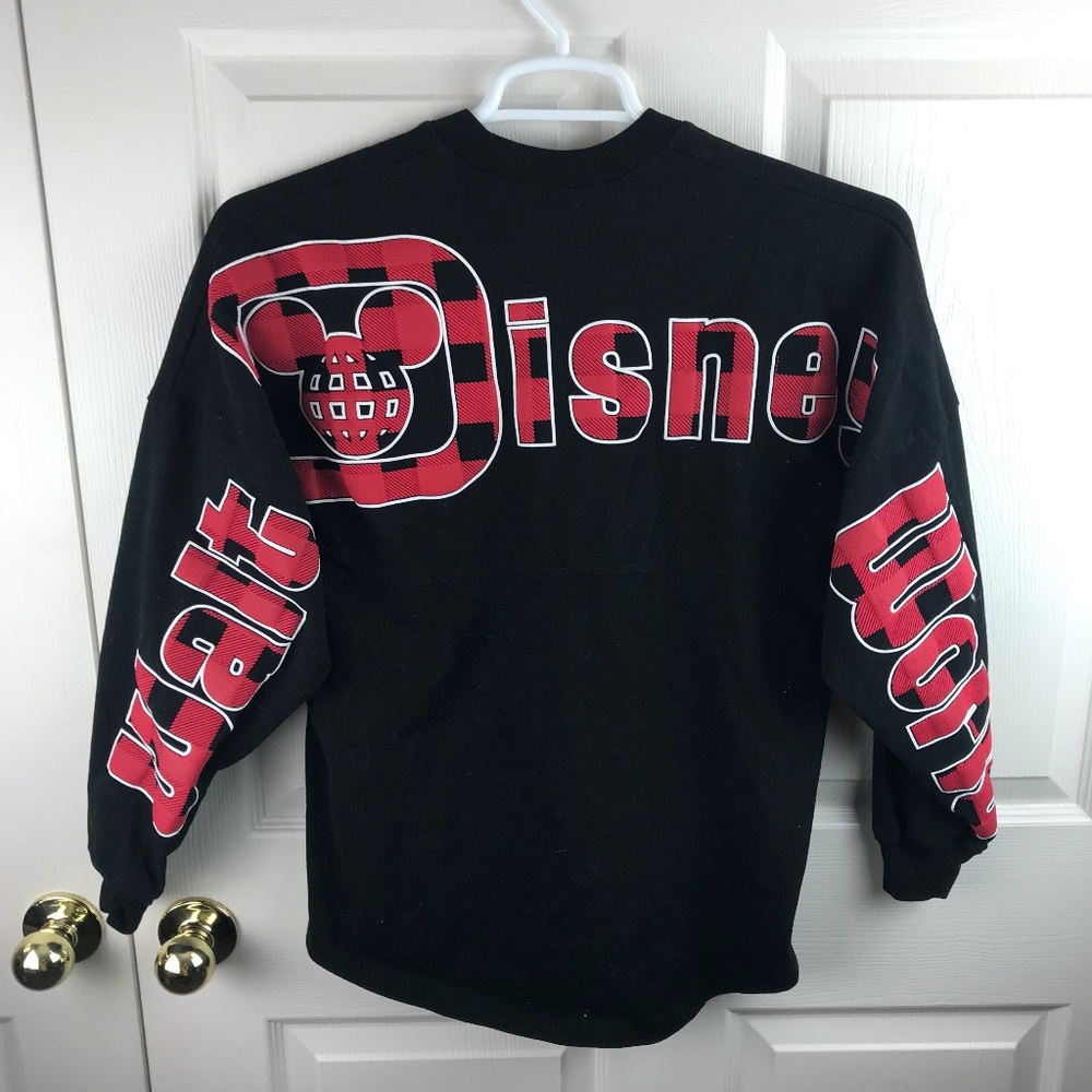 Disney Parks Spirit Jersey Buffalo Check Plaid Top Red Black XS Disney World
